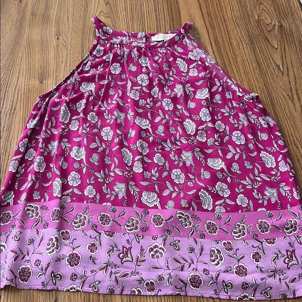 LOFT Pink and White Floral Top